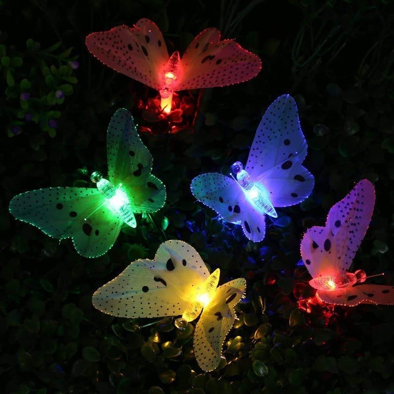 Berocia أضواء شمسية على شكل فراشة من بيروشيا، مقاومة للماء 12 LED أضواء خرافية شمسية للحديقة والفناء وزينة عيد الميلاد والحفلات والتخييم - Image 4